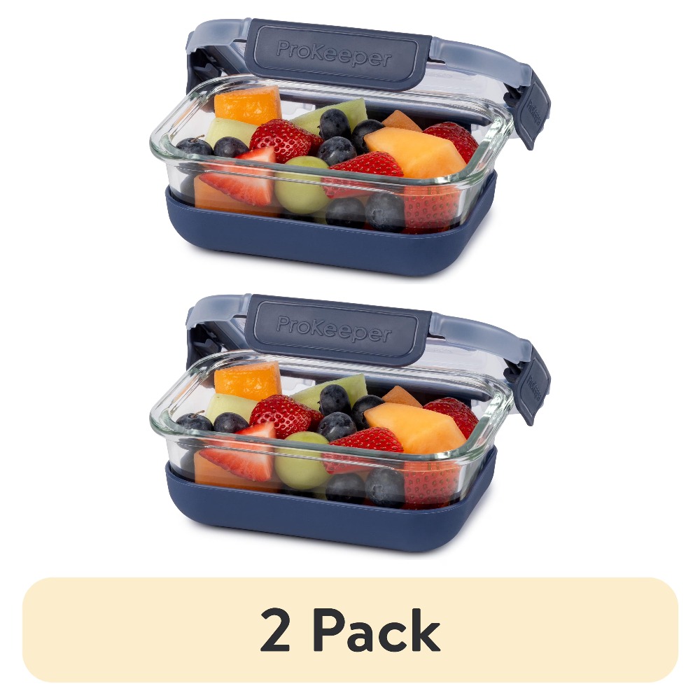 Meal Prep Glass - 2 Paket Wadah Penyimpanan Makanan Kaca