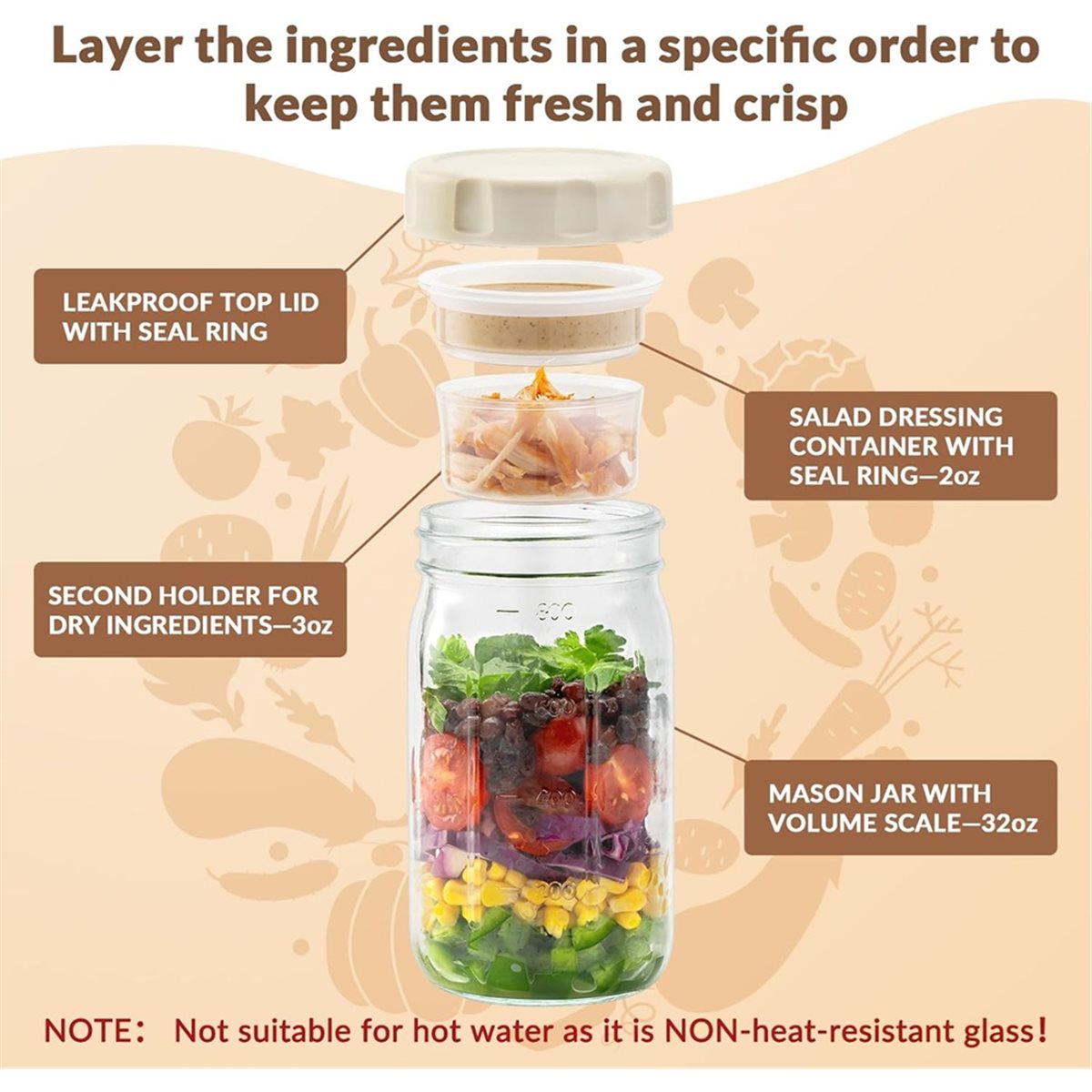 Meal Prep Glass - A67T BARU 4 Buah Stoples Salad