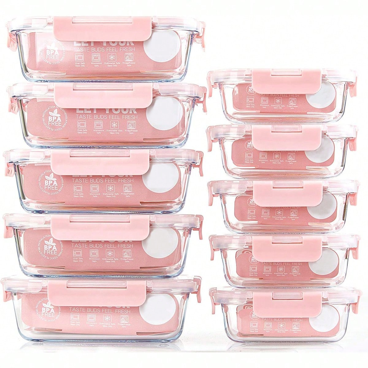 Meal Prep Glass - 10 Wadah Makanan Kaca, Wadah Penyimpanan