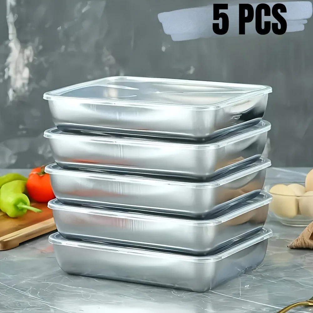 Meal Prep Glass - 5 Wadah Penyimpanan Makanan Stainless Steel,