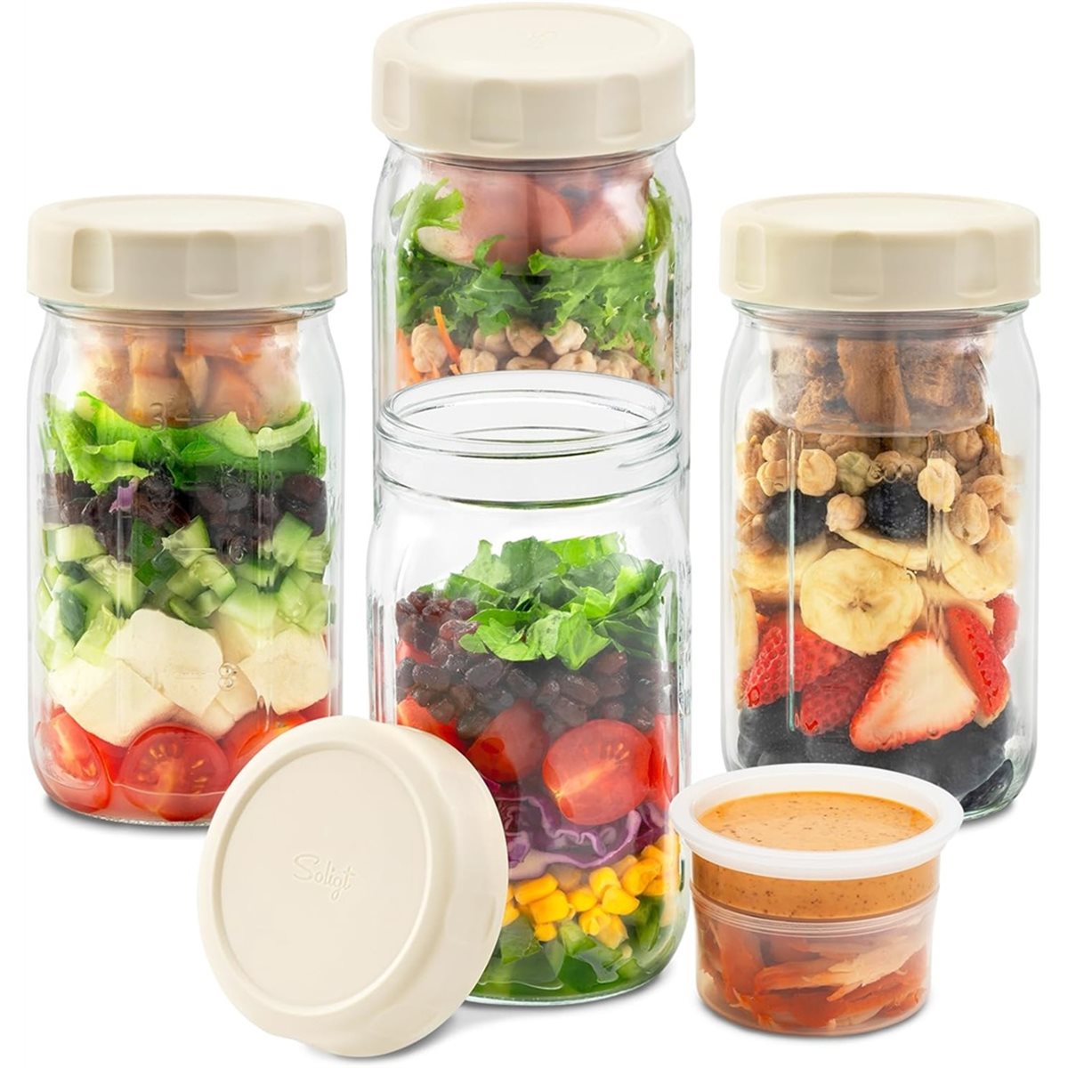 A67T BARU 4 Buah Stoples Salad - Meal Prep Glass ulasan dan harga
